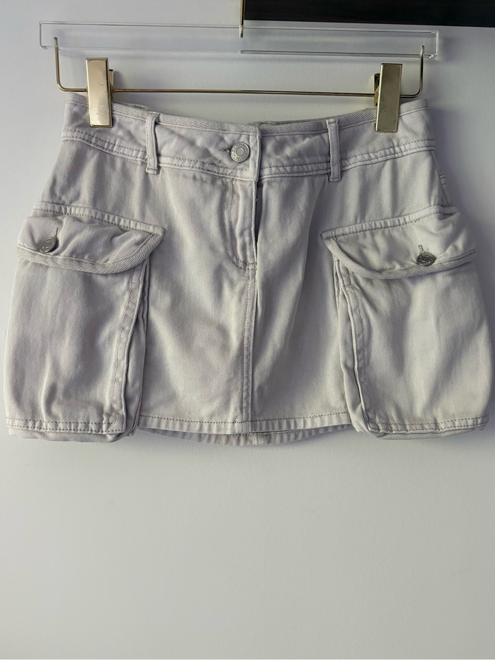 Garage Denim Cargo Mini Skirt Skort - Light Grey - Size XS